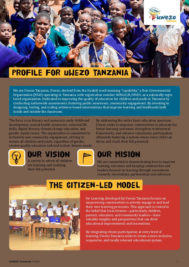 thumbnail of UWEZO Profile Brochure